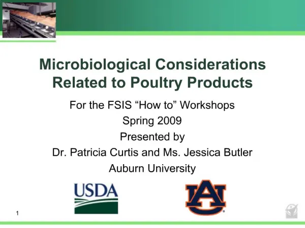 Microbiological Considerations Related to Poultry Products