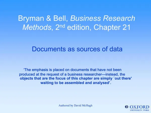 Bryman Bell, Business Research Methods, 2nd edition, Chapter 21