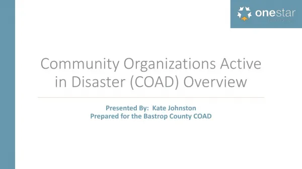 Community Organizations Active in Disaster (COAD) Overview