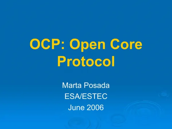 OCP: Open Core Protocol