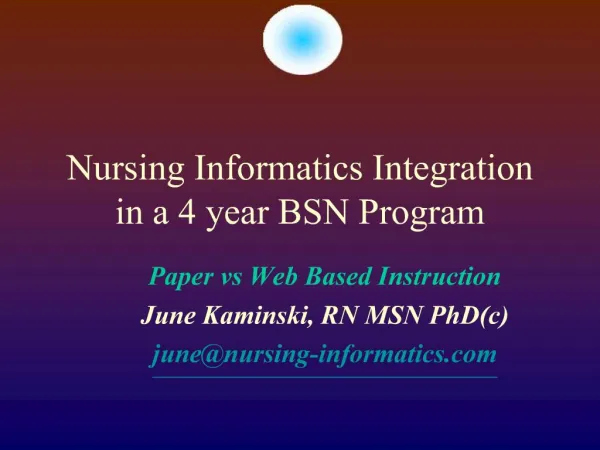 Nursing Informatics Integration in a 4 year BSN Program
