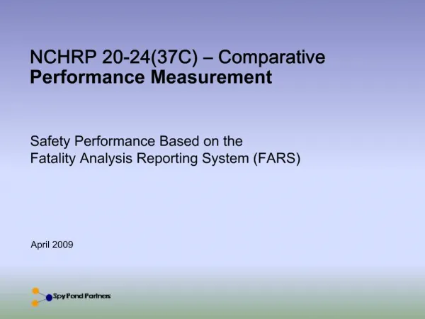 NCHRP 20-2437C Comparative Performance Measurement