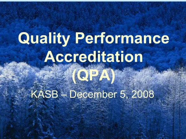 Quality Performance Accreditation QPA