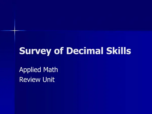 Survey of Decimal Skills
