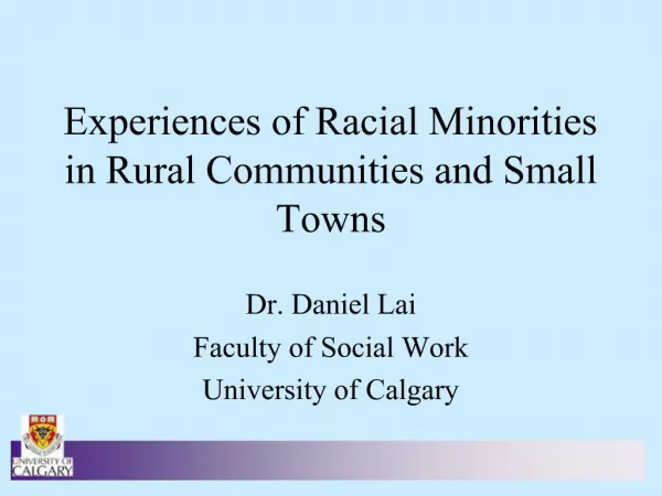 Experiences of Racial Minorities in Rural Communities and Small Towns