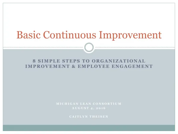 Basic Continuous Improvement