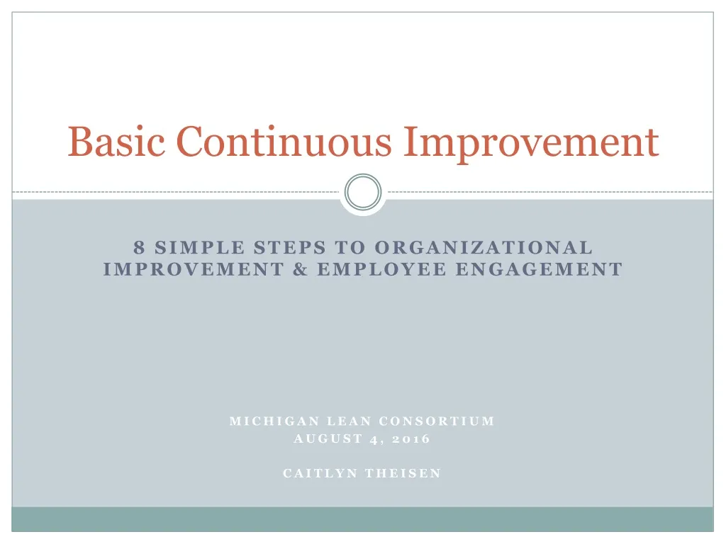basic continuous improvement