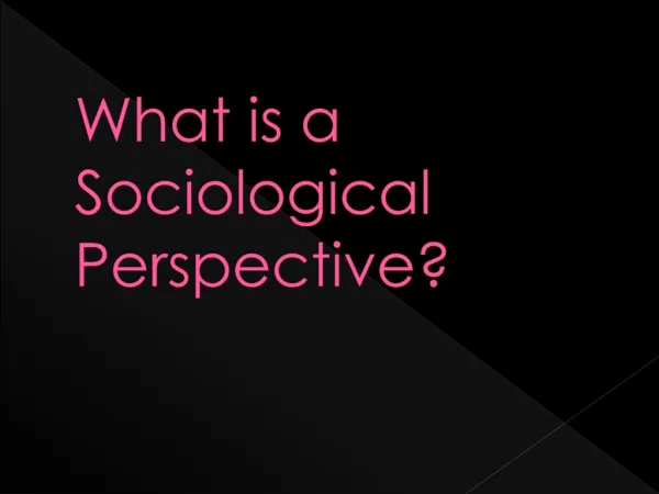 What is a Sociological Perspective?