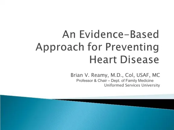 An Evidence-Based Approach for Preventing Heart Disease