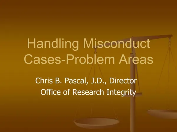 Handling Misconduct Cases-Problem Areas