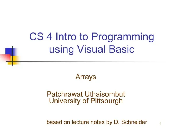 CS 4 Intro to Programming using Visual Basic