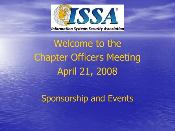 ISSA Chapter Officers Training