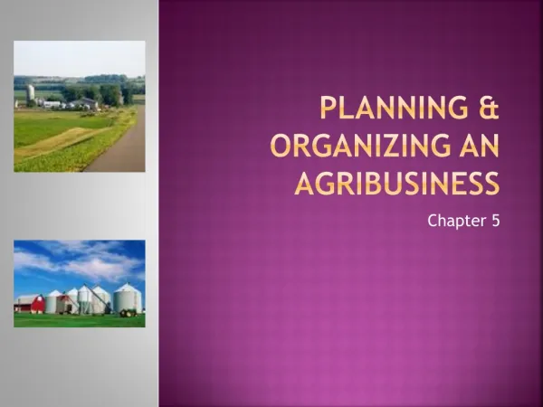 Planning &amp; organizing an agribusiness