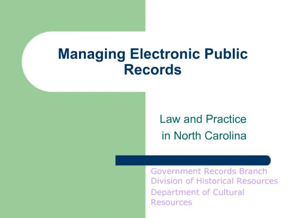 Managing Electronic Public Records