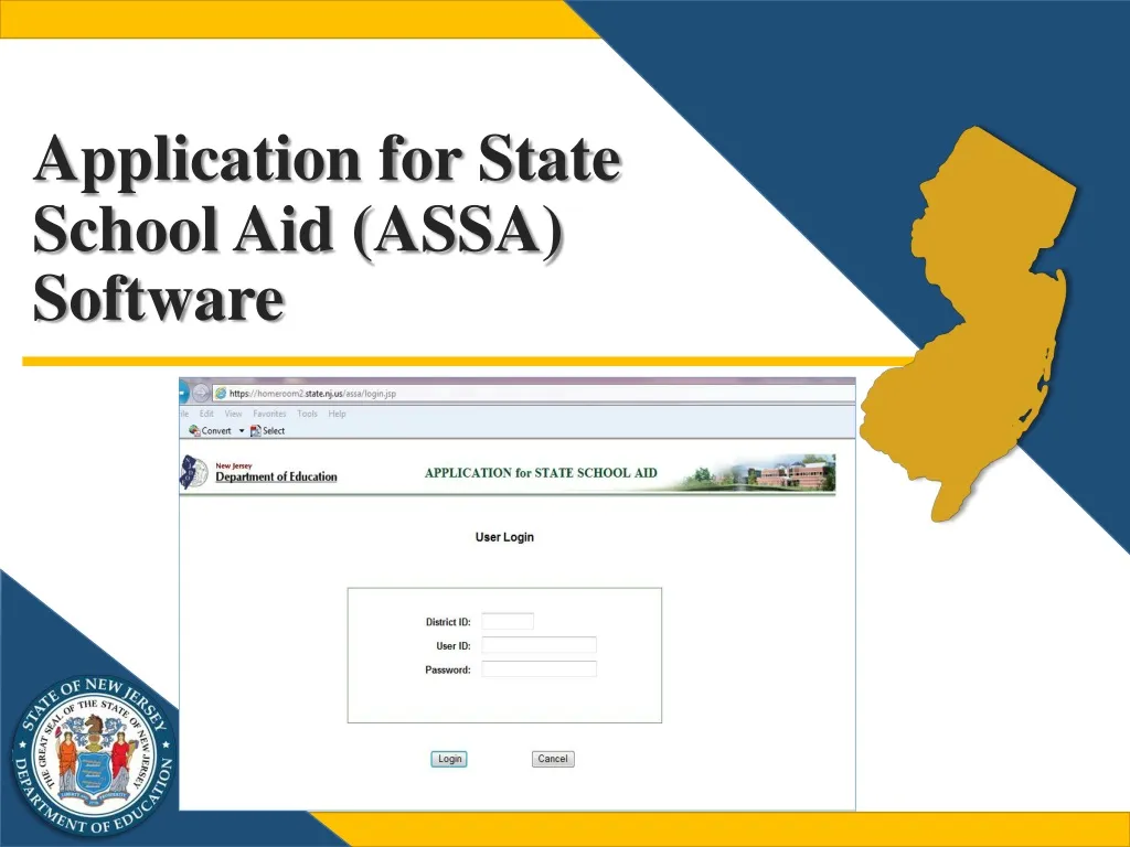 application for state school aid assa software