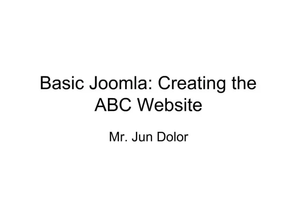 Basic Joomla: Creating the ABC Website