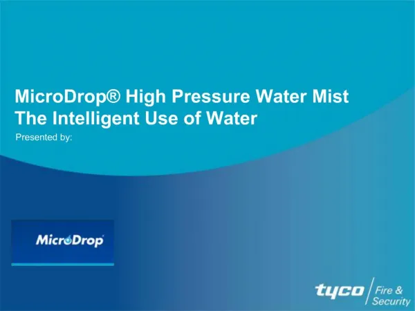 MicroDrop High Pressure Water Mist The Intelligent Use of Water