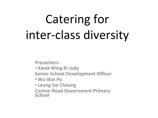 Catering for inter-class diversity