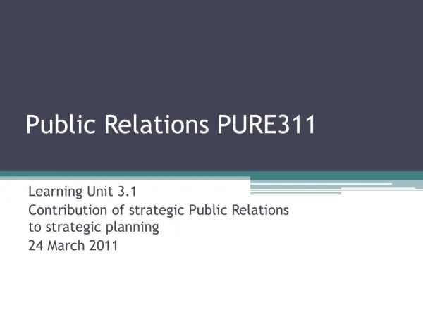 Public Relations PURE311