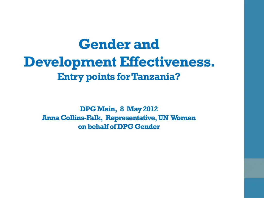 gender and development effectiveness entry points