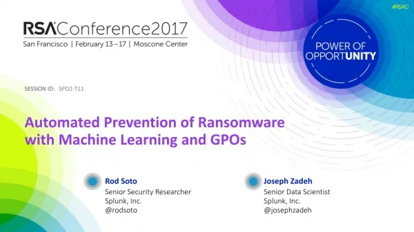 Automated Prevention of Ransomware with Machine Learning and GPOs