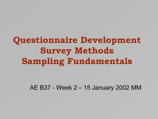 Questionnaire Development Survey Methods Sampling Fundamentals
