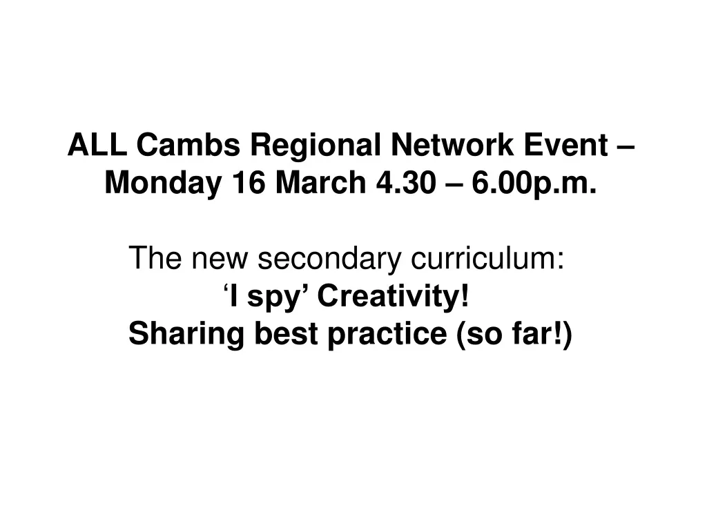 all cambs regional network event monday 16 march