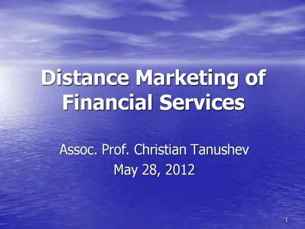 Distance Marketing of Financial Services