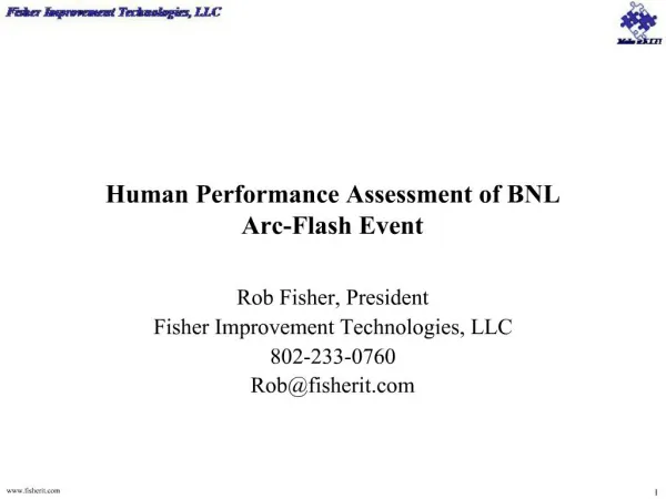 Human Performance Assessment of BNL Arc-Flash Event