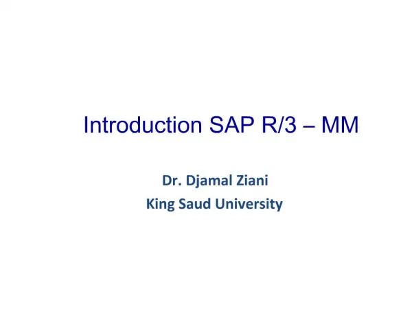 Introduction SAP R