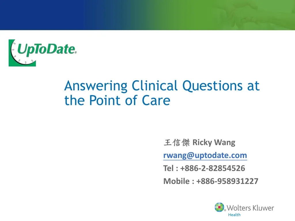 answering clinical questions at the point of care