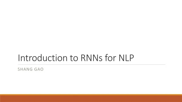 Introduction to RNNs for NLP