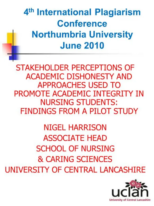 4th International Plagiarism Conference Northumbria University June 2010