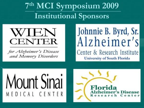 7th MCI Symposium 2009 Institutional Sponsors