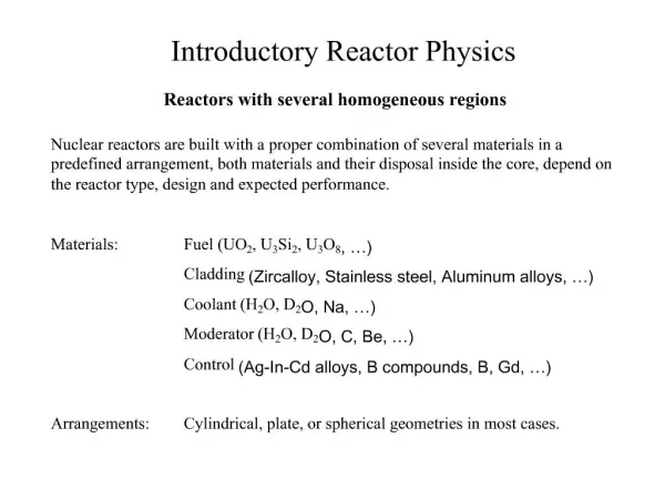 Reactors with several homogeneous regions