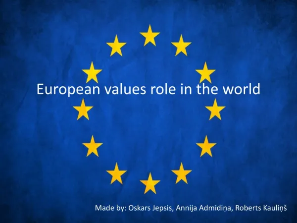 European values ​​ role in the world