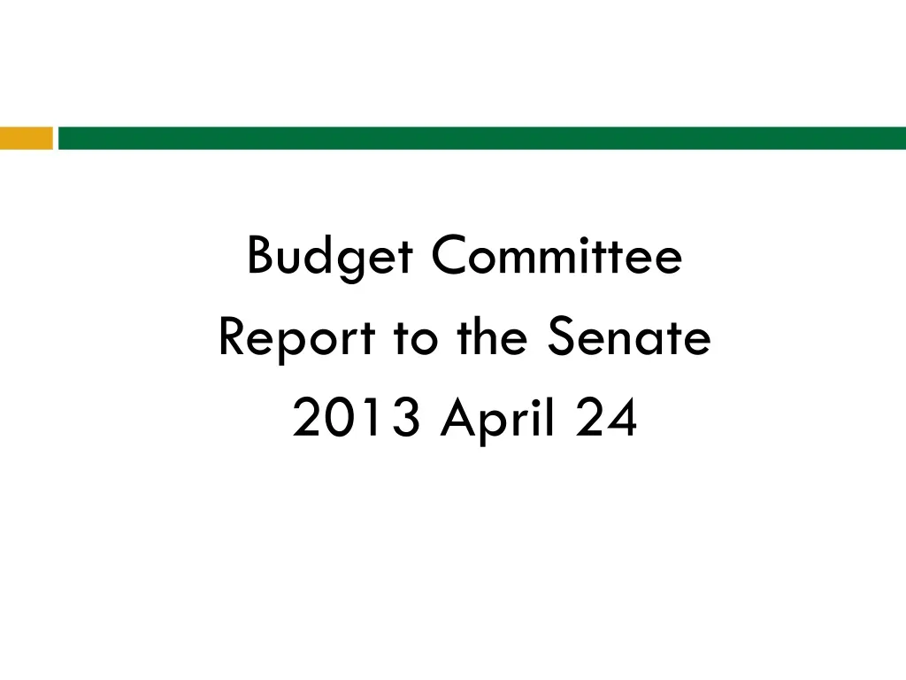 budget committee report to the senate 2013 april