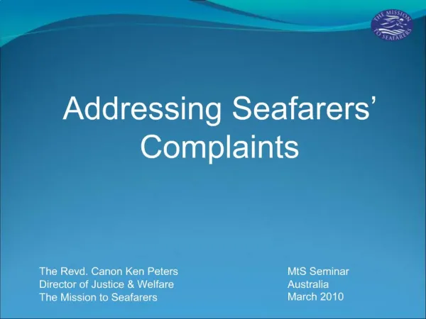 Addressing Seafarers Complaints