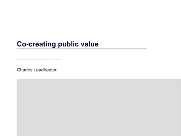 Co-creating public value