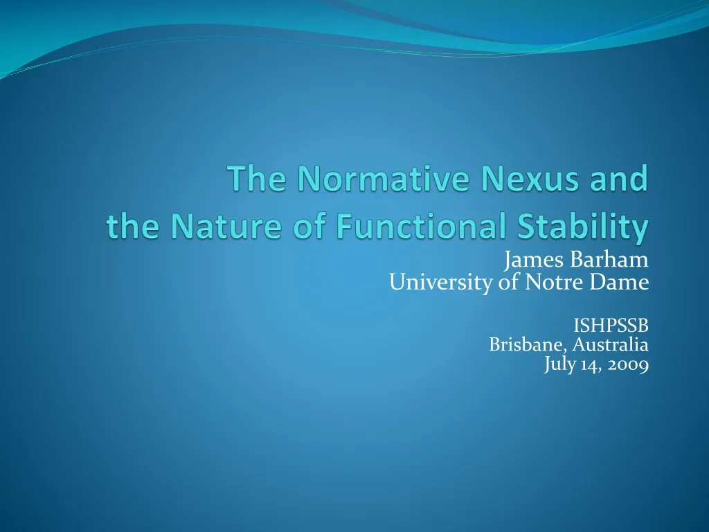 the normative nexus and the nature of functional stability