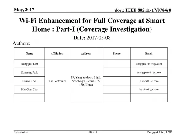 Wi-Fi Enhancement for Full Coverage at Smart Home : Part-I (Coverage Investigation)