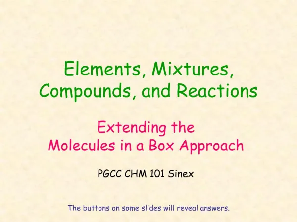 Elements, Mixtures, Compounds, and Reactions