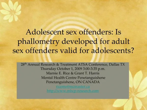 Adolescent sex offenders: Is phallometry developed for adult sex offenders valid for adolescents