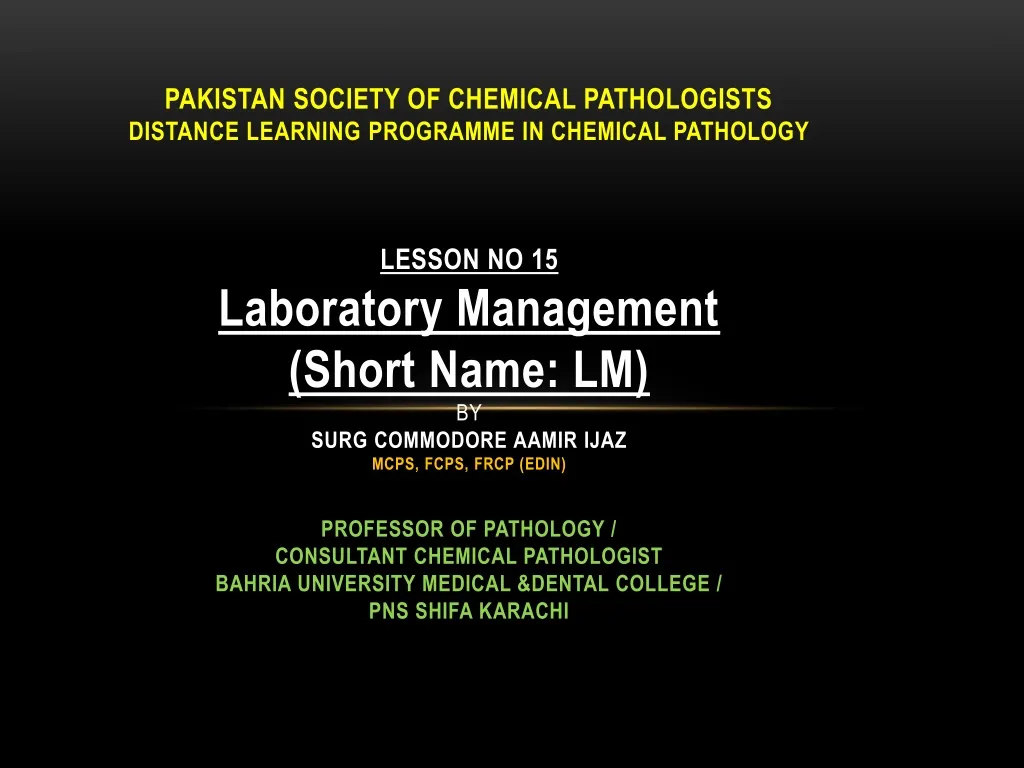 pakistan society of chemical pathologists