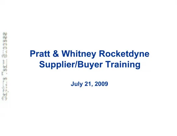 Pratt Whitney Rocketdyne Supplier