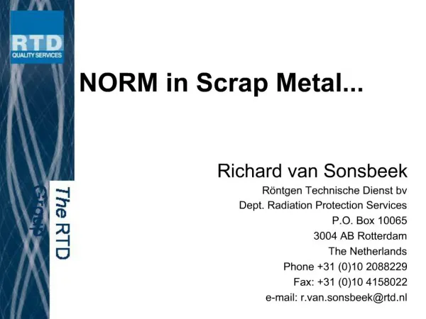 NORM in Scrap Metal...