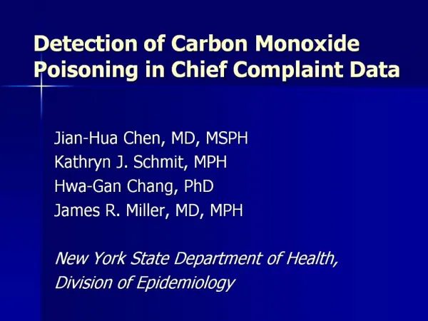 Detection of Carbon Monoxide Poisoning in Chief Complaint Data