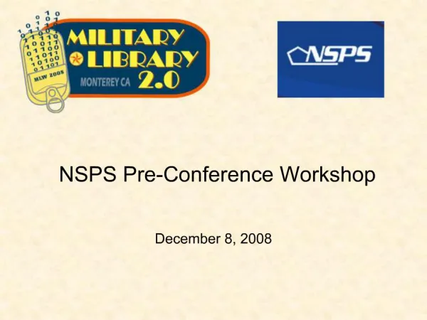 NSPS Pre-Conference Workshop
