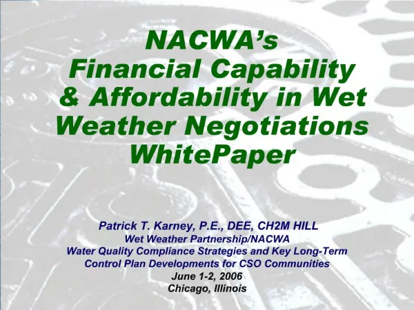 NACWA s Financial Capability Affordability in Wet Weather Negotiations WhitePaper