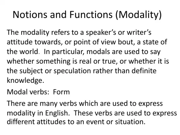 Notions and Functions (Modality)